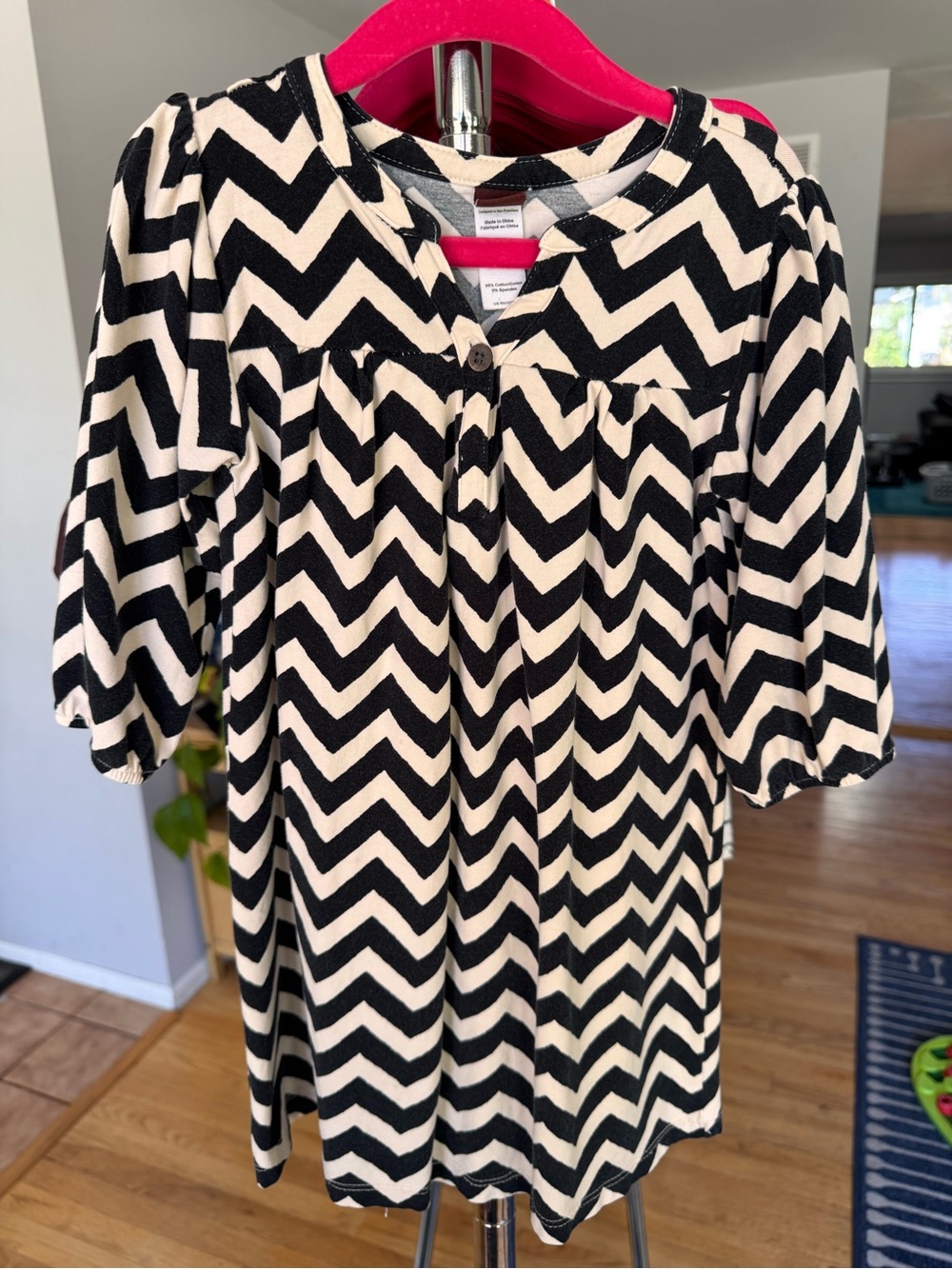 Tea Collection Black and Cream Chevron Knit Dress for Girls